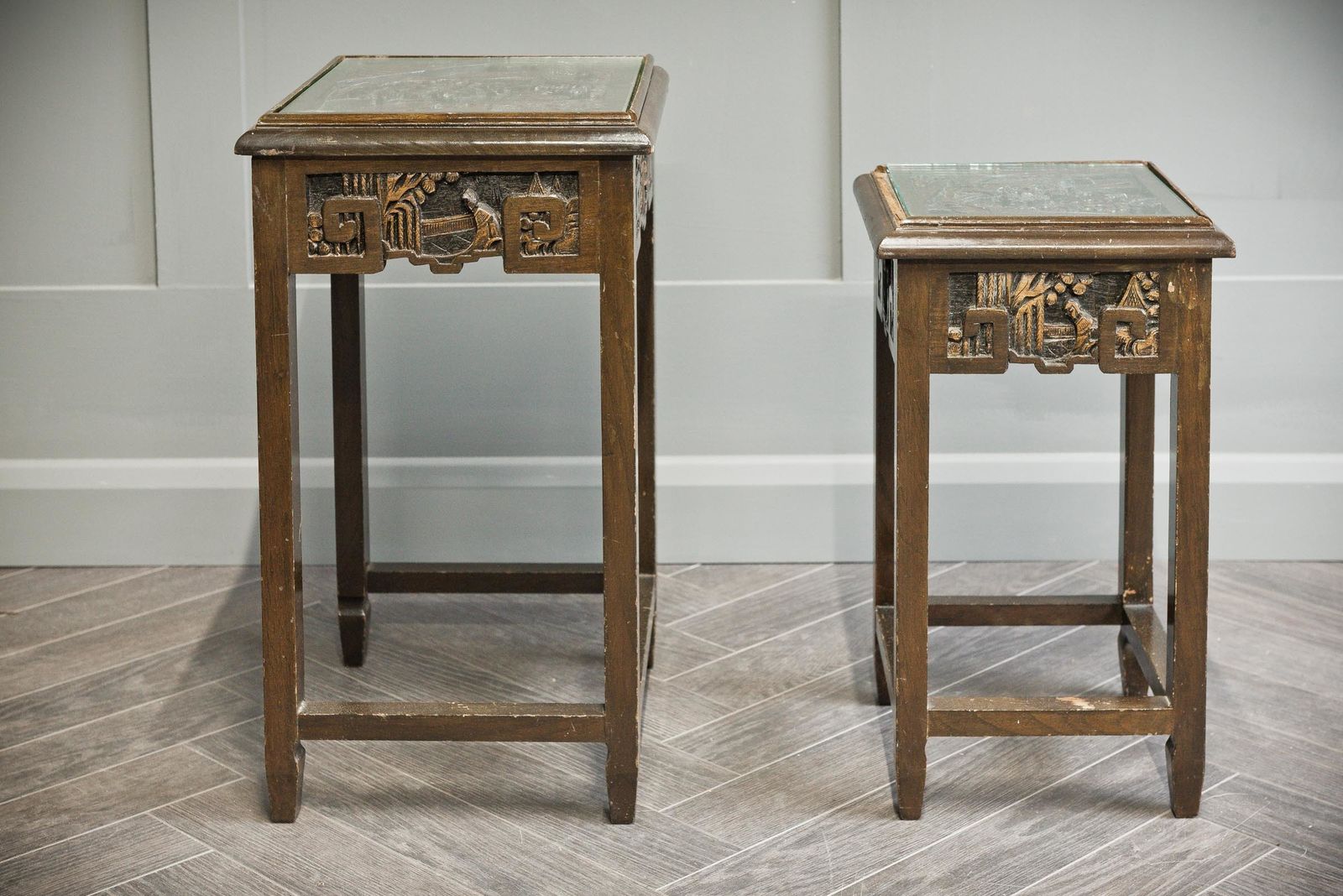photo vinterior Chinese Carved Quadruple Nest Of Tables