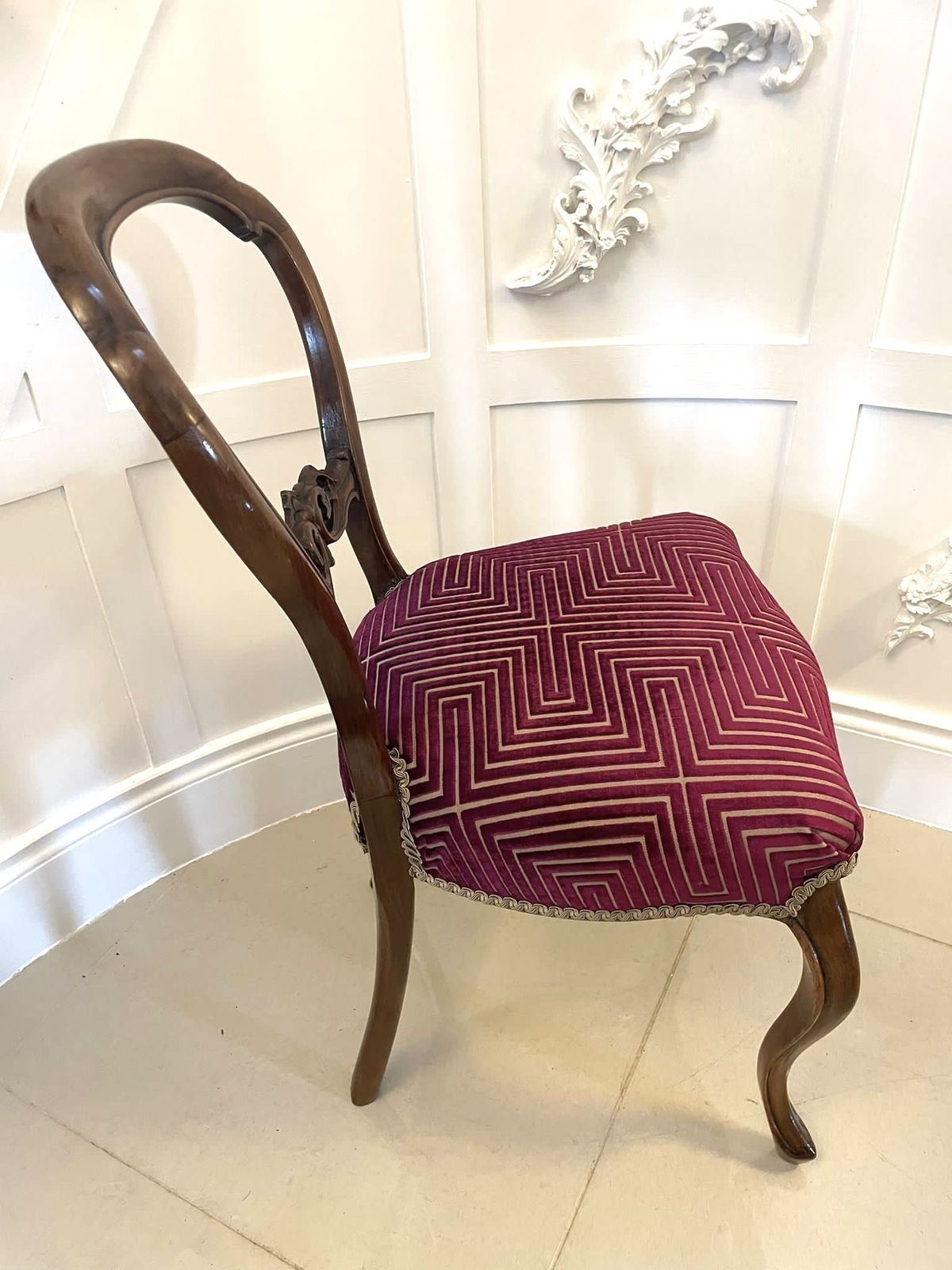photo for sale Pair Of Antique Quality Carved Walnut Side Chairs
