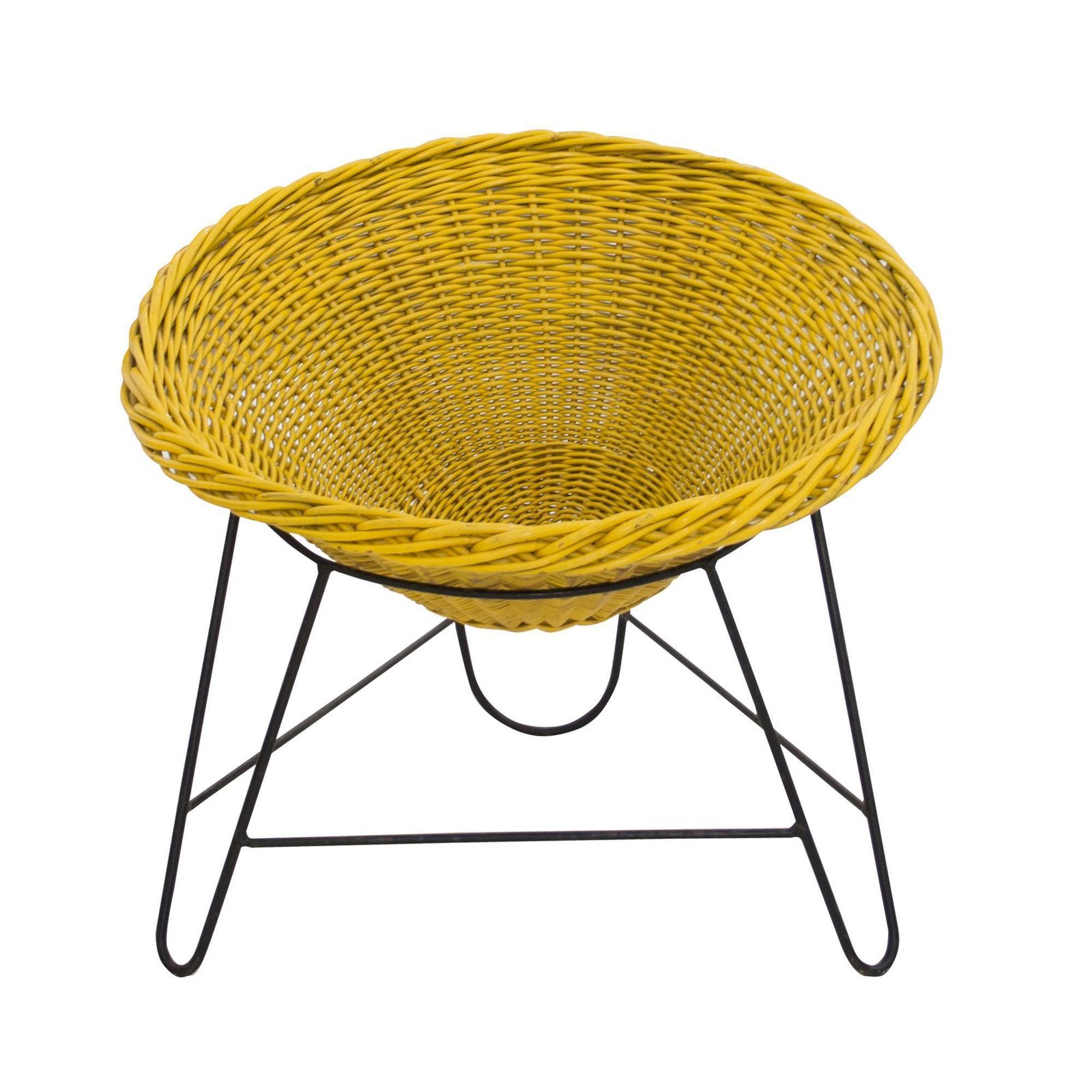 Mathieu Matégot "Wicker" Chair Made With Iron And Natural Fiber, France, 1950 photo furniture