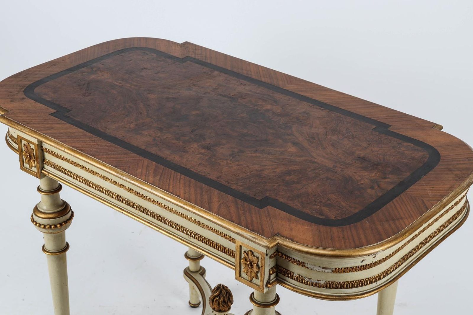 Swedish Gustavian Antique Table White Gold Carved Detail, 1800s photo Furniture