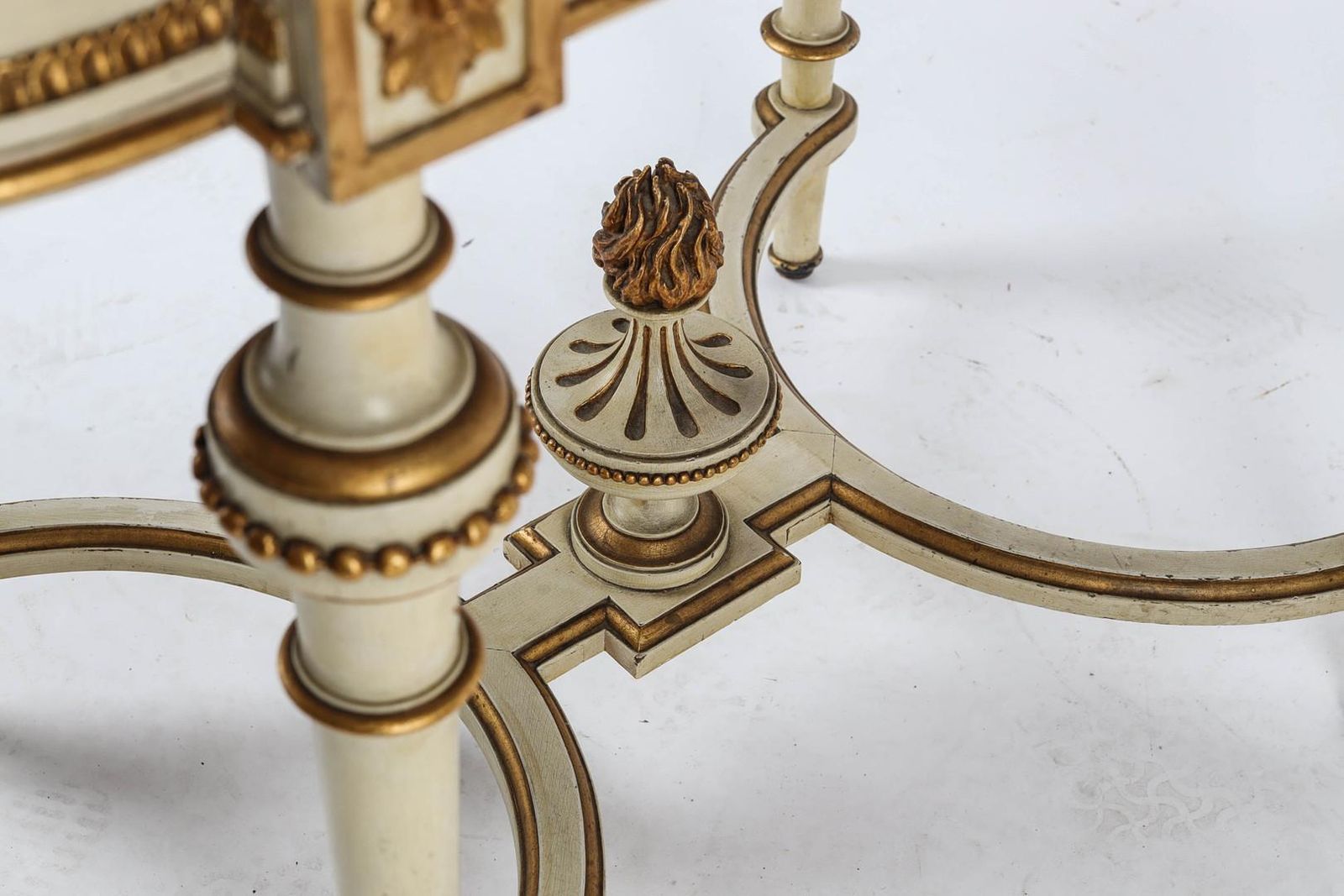 Swedish Gustavian Antique Table White Gold Carved Detail, 1800s photo 2950.0