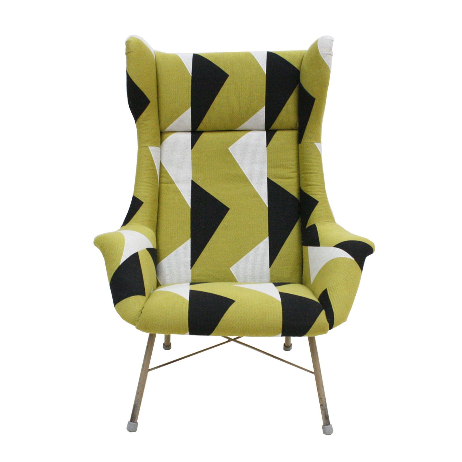 Miroslav Navratil's Mid Century Armchair Geometric Fabric, Czech Republic photo furniture