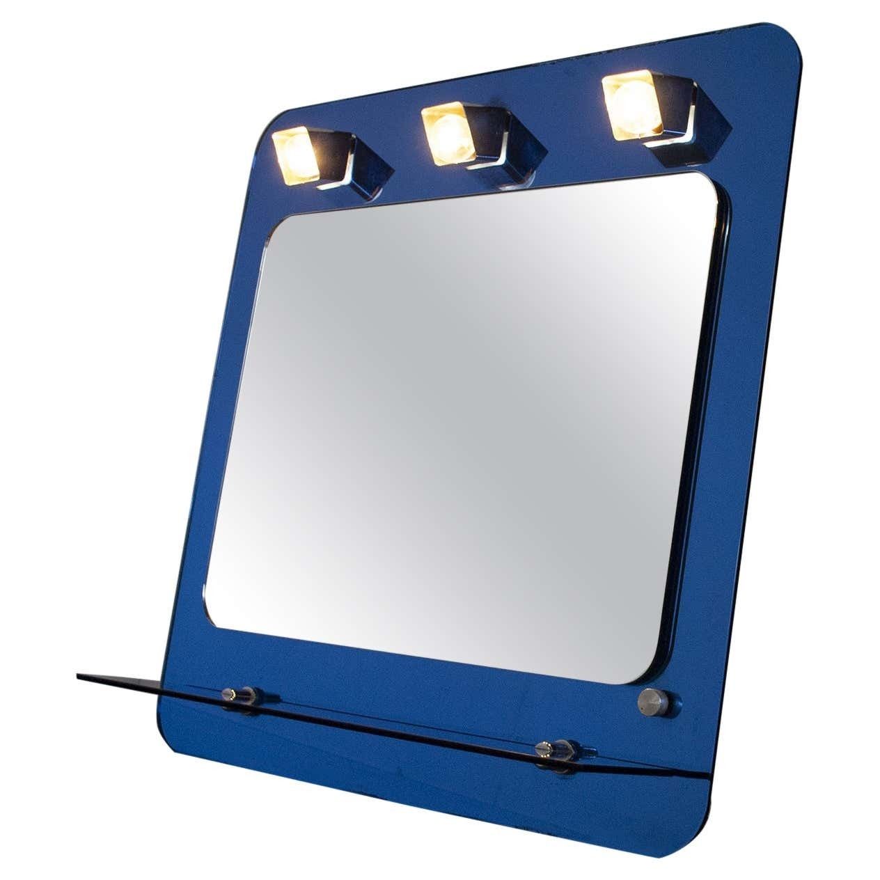 Metalvetro Siena Italy Mirror With Lights Incorporated Late 60's
