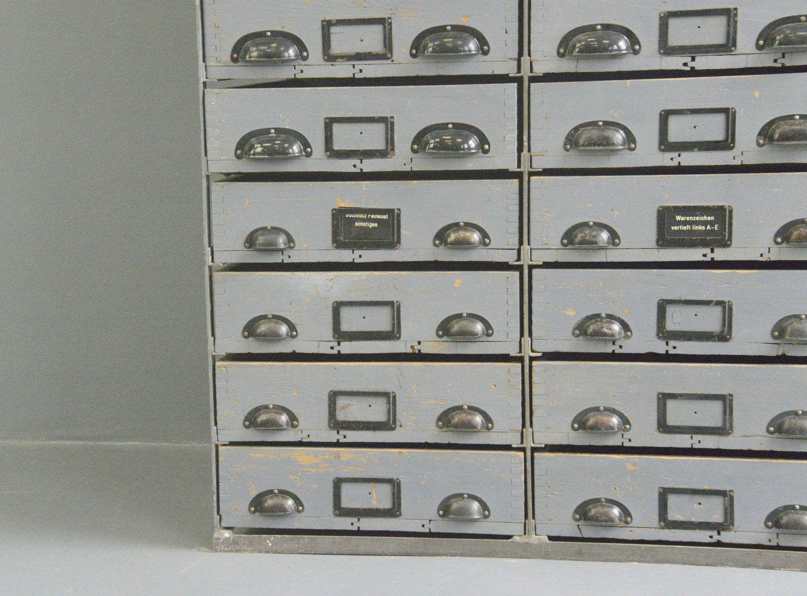 Large Bank Of German Industrial Drawers Circa 1950s photo furniture