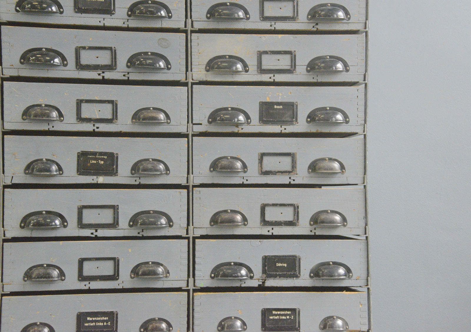 Large Bank Of German Industrial Drawers Circa 1950s photo Furniture