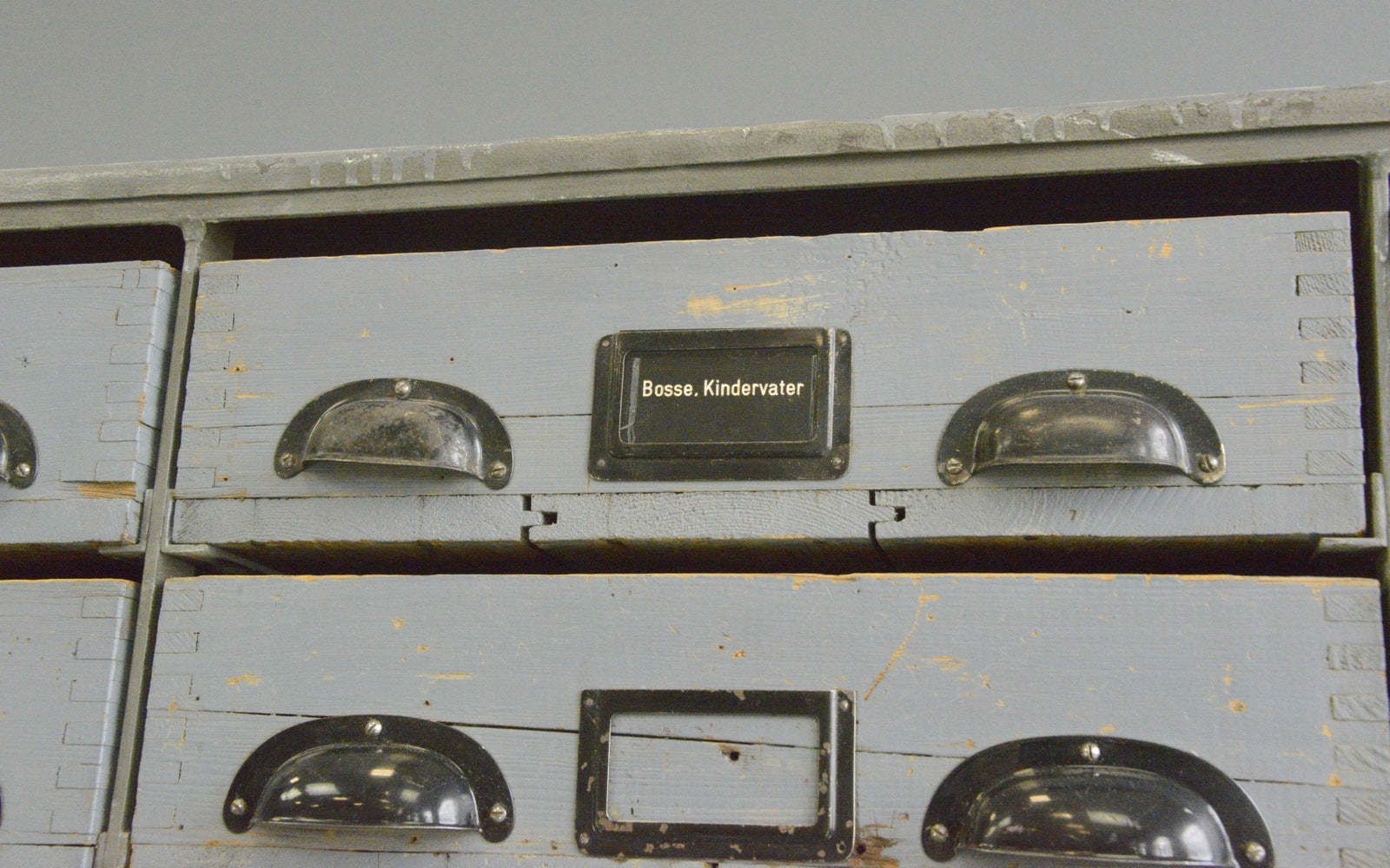photo vinterior Large Bank Of German Industrial Drawers Circa 1950s