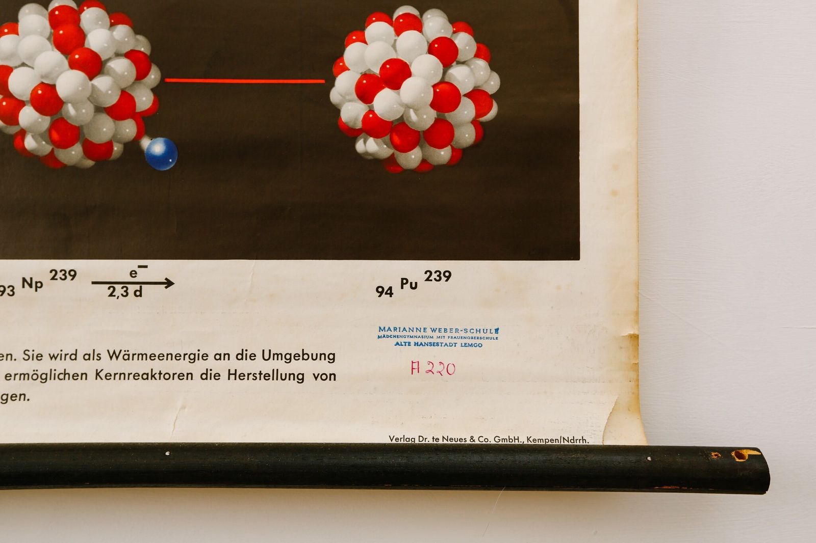 Original Scientific Technical Vintage German School Wall Chart Atomic Nuclear Fission Physics Beautiful Rare Educational photo vinterior