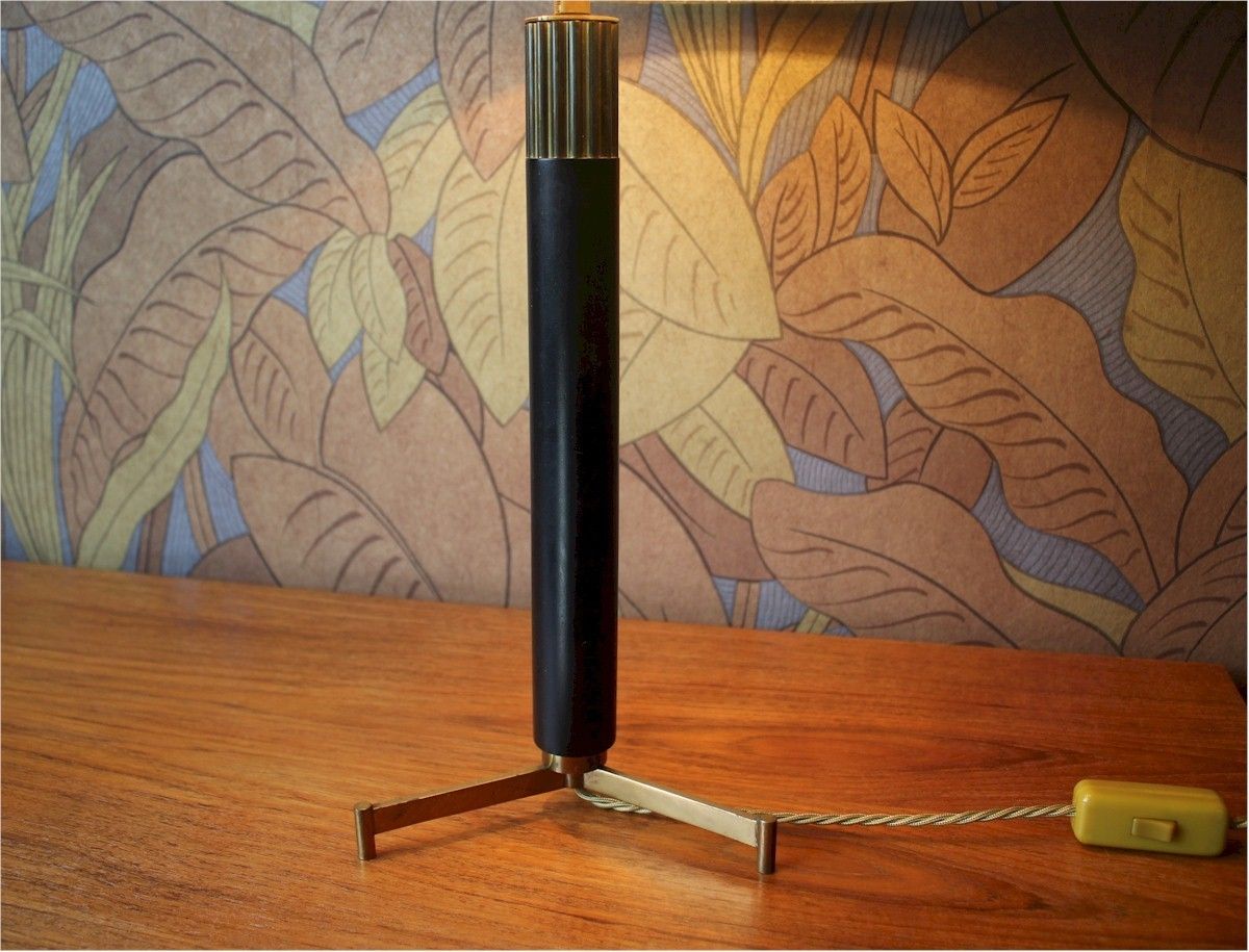 1950's Table Lamp On Tripod Brass Base. photo furniture