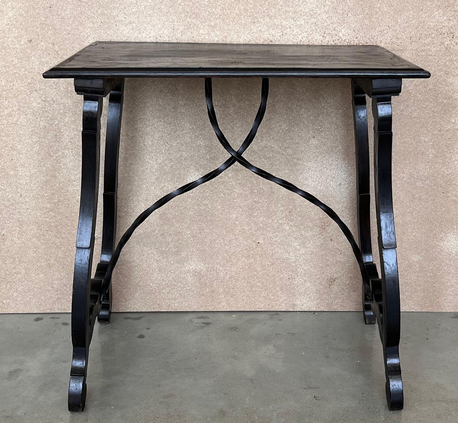 Side Table Of Walnut With Carved Lyre Legs And Top, Spanish, 19th Century photo furniture