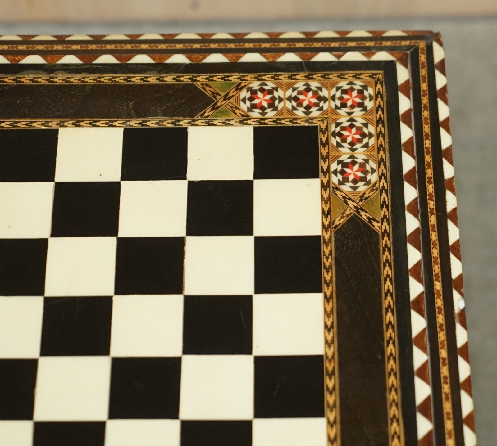 Stunning Antique Anglo Indian Circa 1920 Chess Board Games Table Twin Drawers photo 1750.0