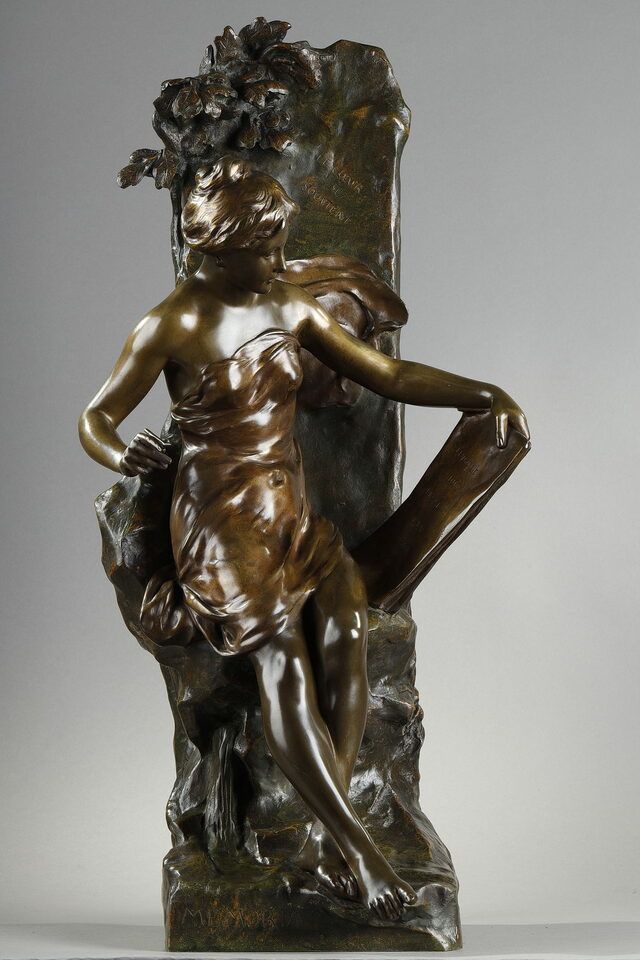 Sculpture Memoria In Patinated Bronze Signed Emile Louis Picault Late 19th Century