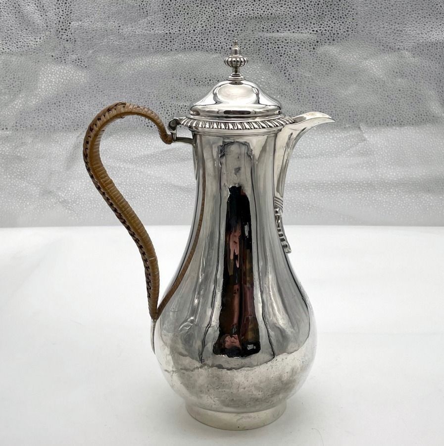 Mid 18th Century Antique George II Silver Coffee Jug London 1759 Augustin Le Sage