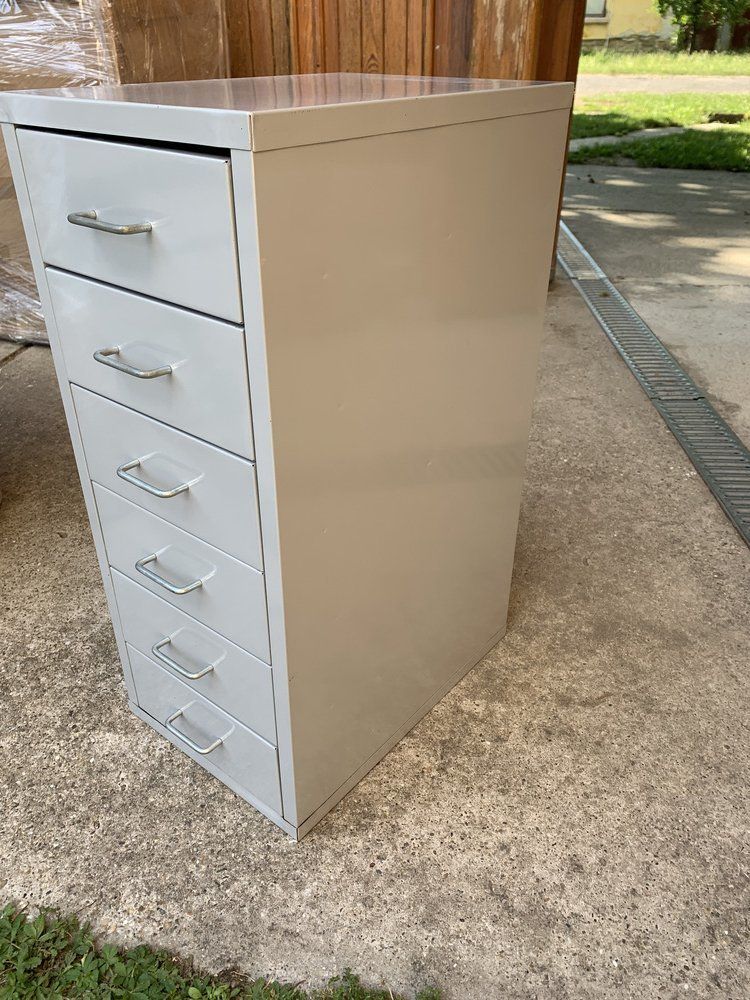 Industrial Grey Metal Chest Of Drawers, 1980s photo for sale
