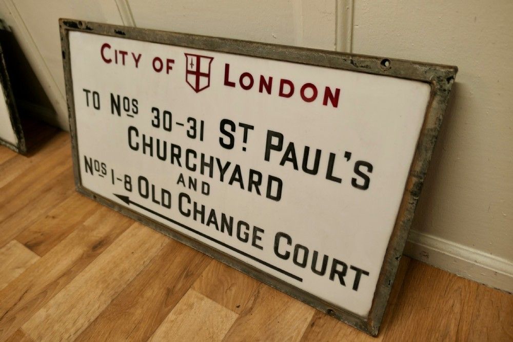 St Paul’s Churchyard, City Of London Glass Edwardian Street Sign photo for sale