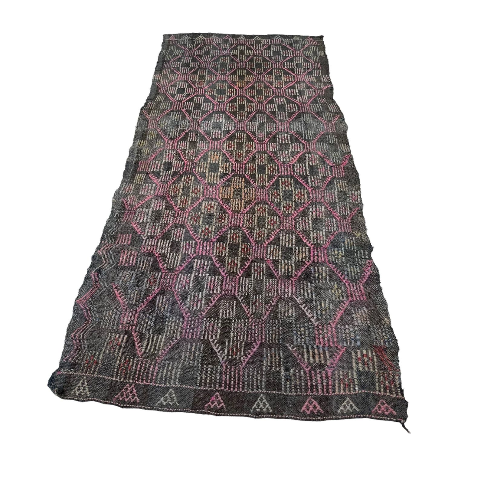 Traditional Turkish Kilim Rug Runner Shabby Vintage Wool Country Home Kelim Runner 195 X 74 Cm photo 270.0
