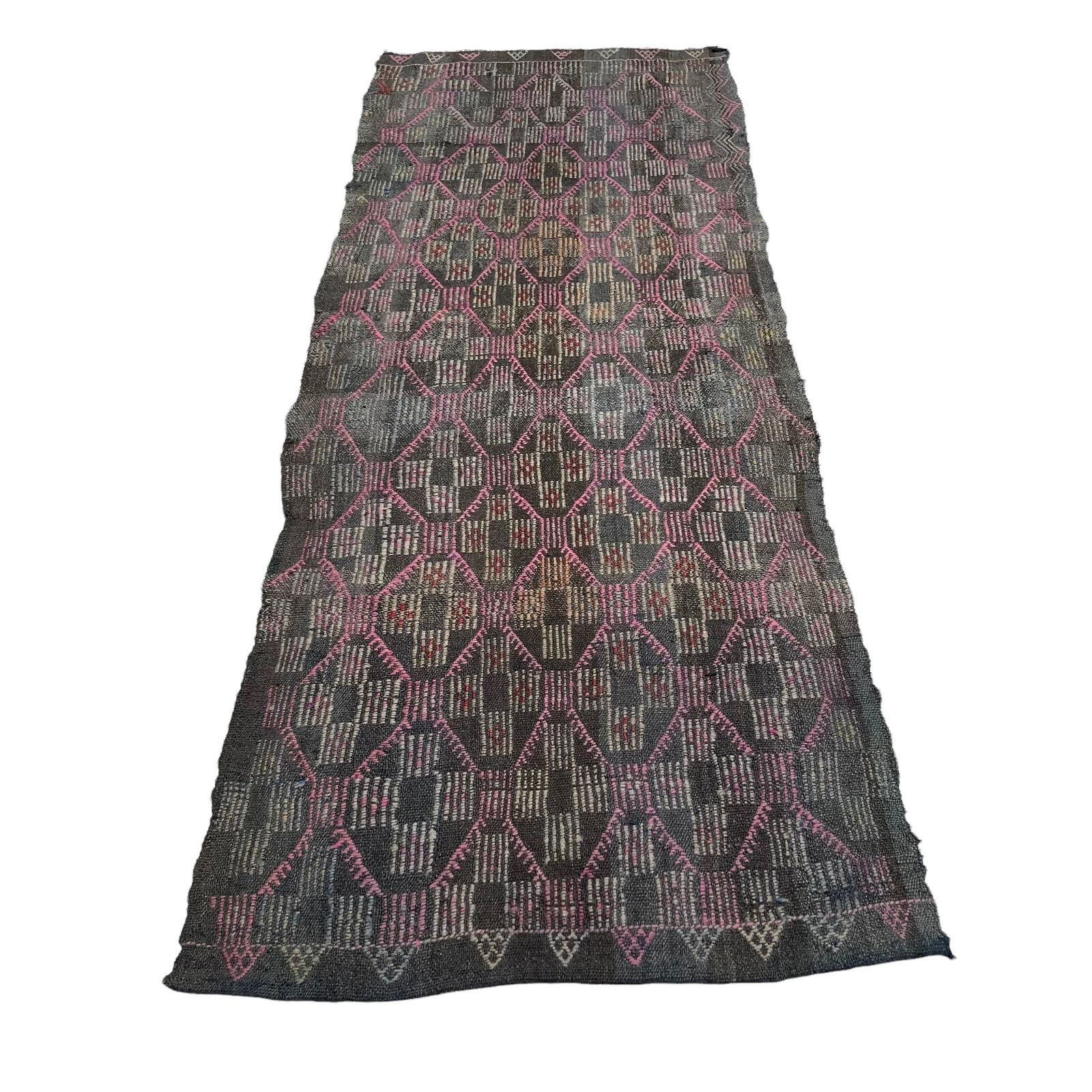 Traditional Turkish Kilim Rug Runner Shabby Vintage Wool Country Home Kelim Runner 195 X 74 Cm photo vintage