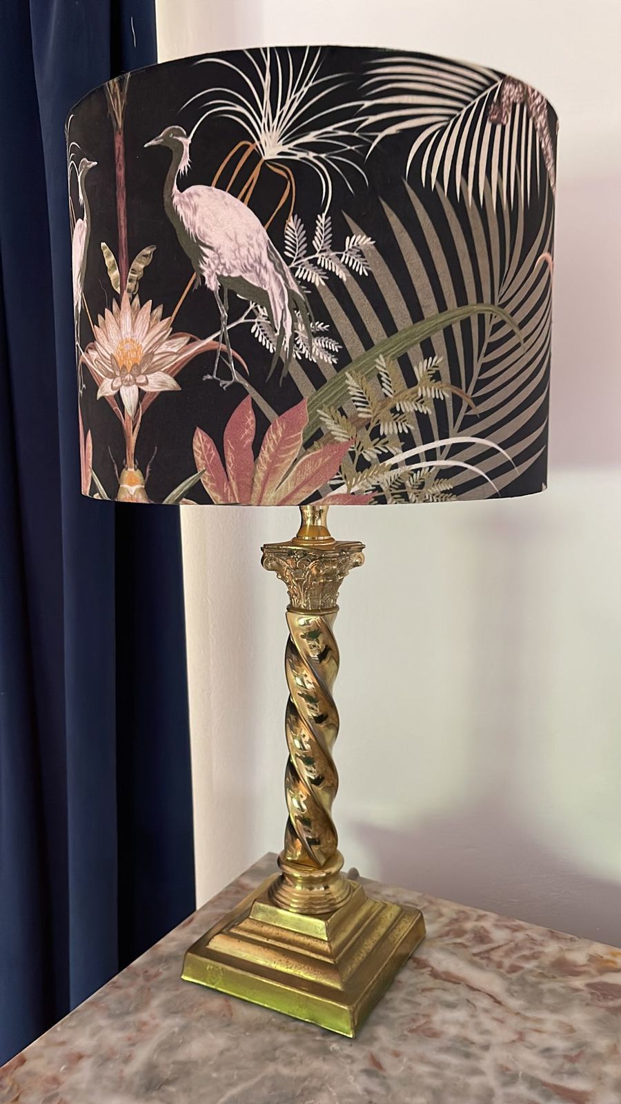 Barley Twist Lampstand With A Crocodilia Velvet Material By Becca Who photo buy