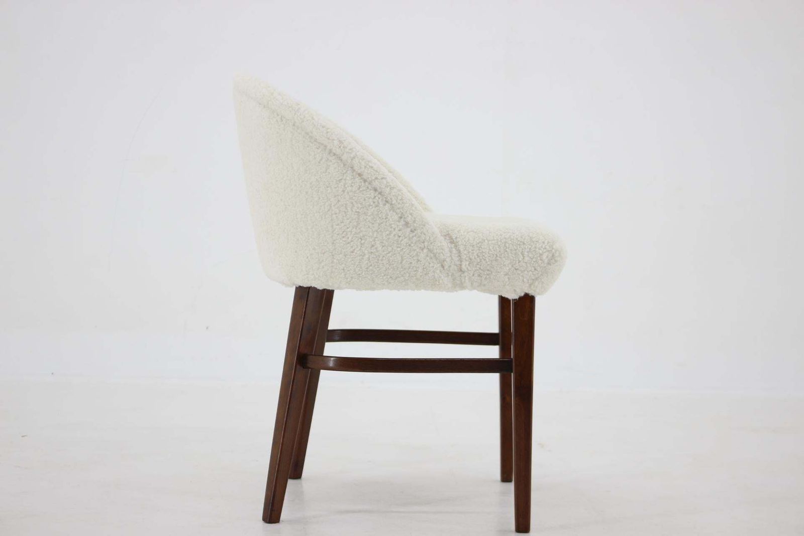 1960s Design Beech Chair In Sheepskin Fabric, Denmark photo vintage