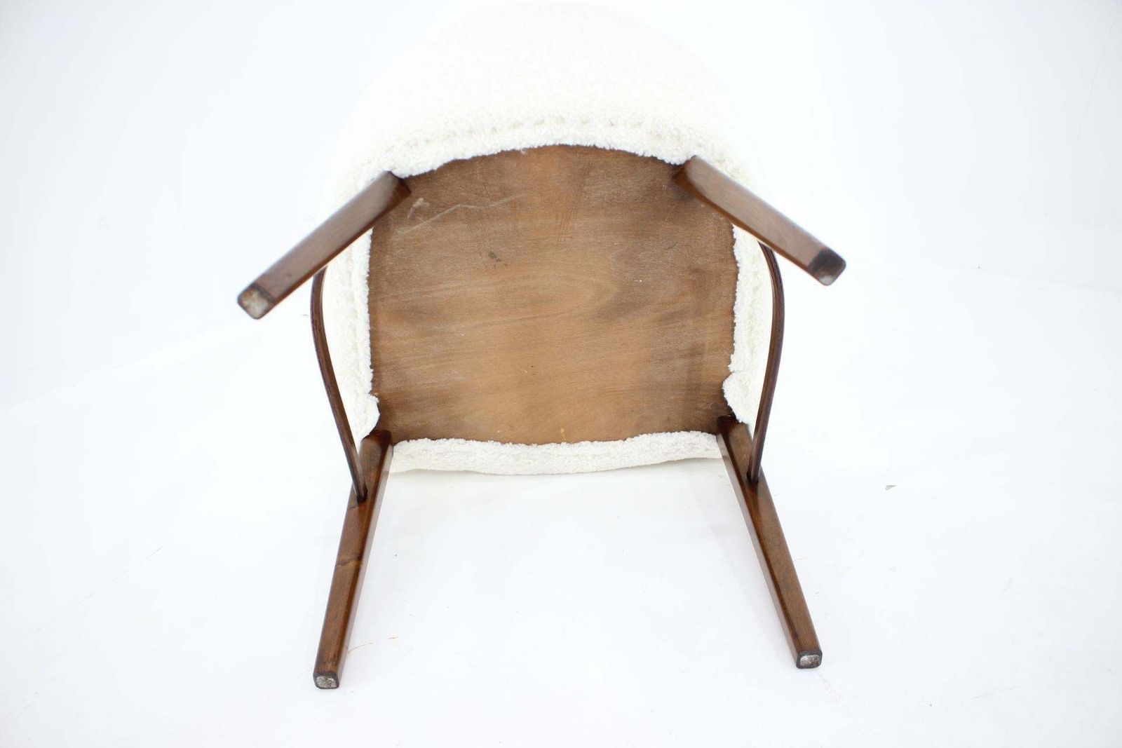 photo vintage 1960s Design Beech Chair In Sheepskin Fabric, Denmark