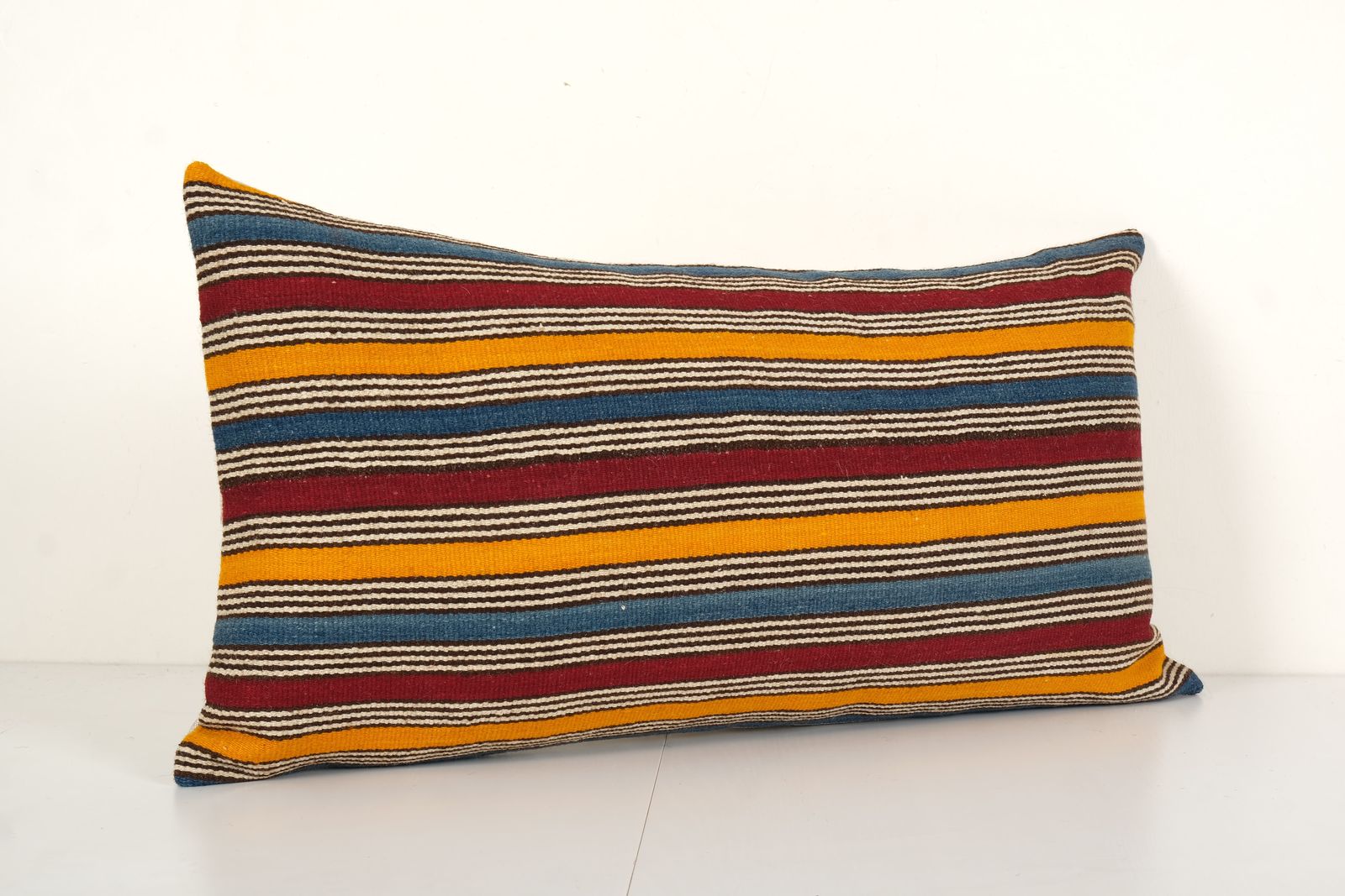Queen  Woven Bedding Kilim Pillow Cover, Oversize Striped Turkish Lumbar Cushion With Anatolian Design, Rustic Farmhouse 16" X 30" photo furniture