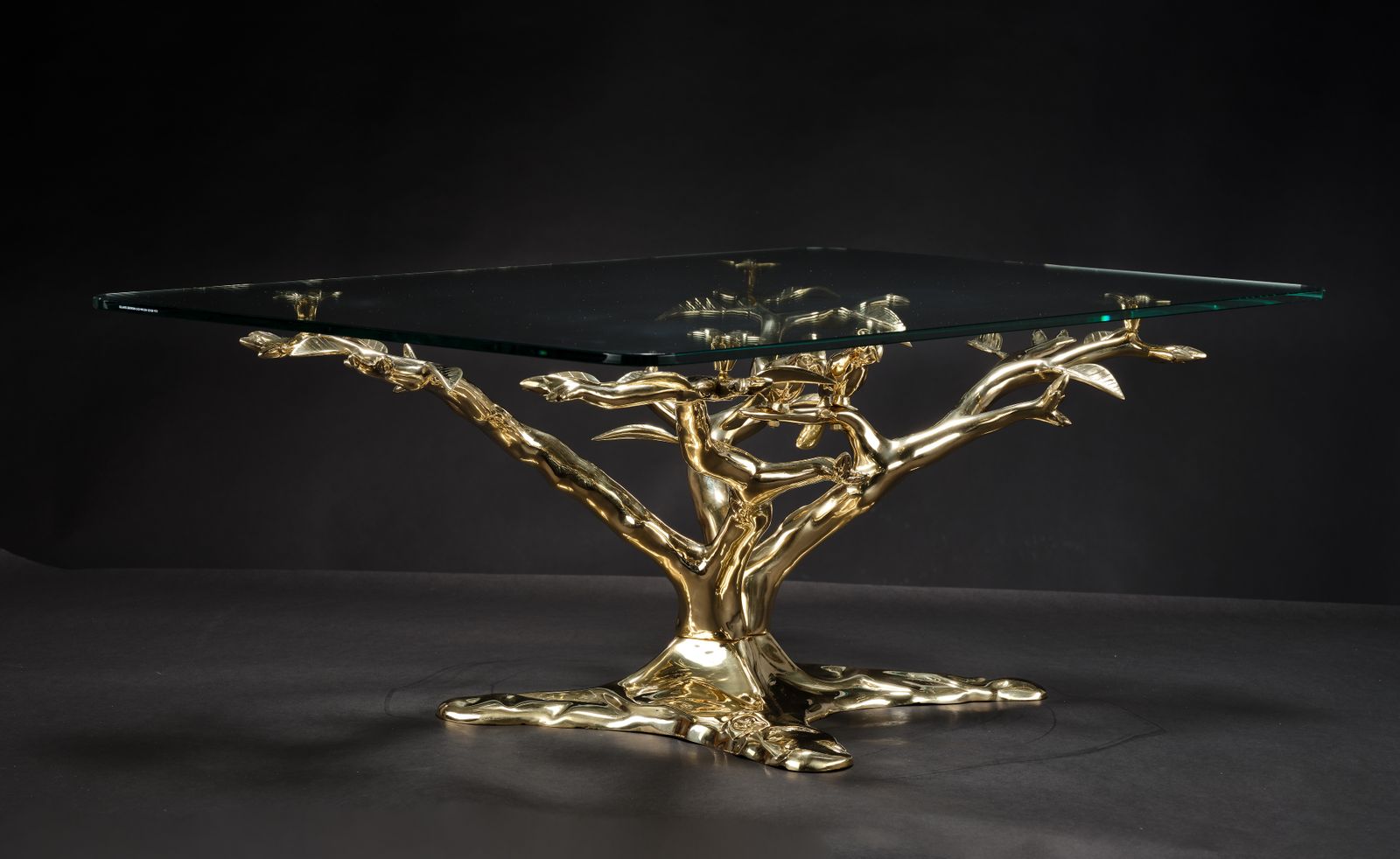 Stunning Mid Century Polished Brass "Bonsai Tree" Coffee Table In The Manner Of Willy Daro, Belgium Circa 1970’s photo vintage