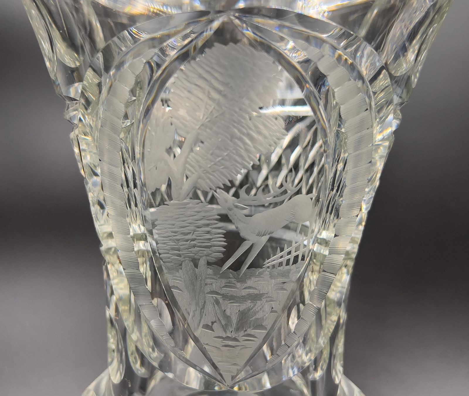 A Fine Pair Of Bohemian Cut And Etched Lidded Glass Vases, Late 19th/Early 20th Century photo for sale