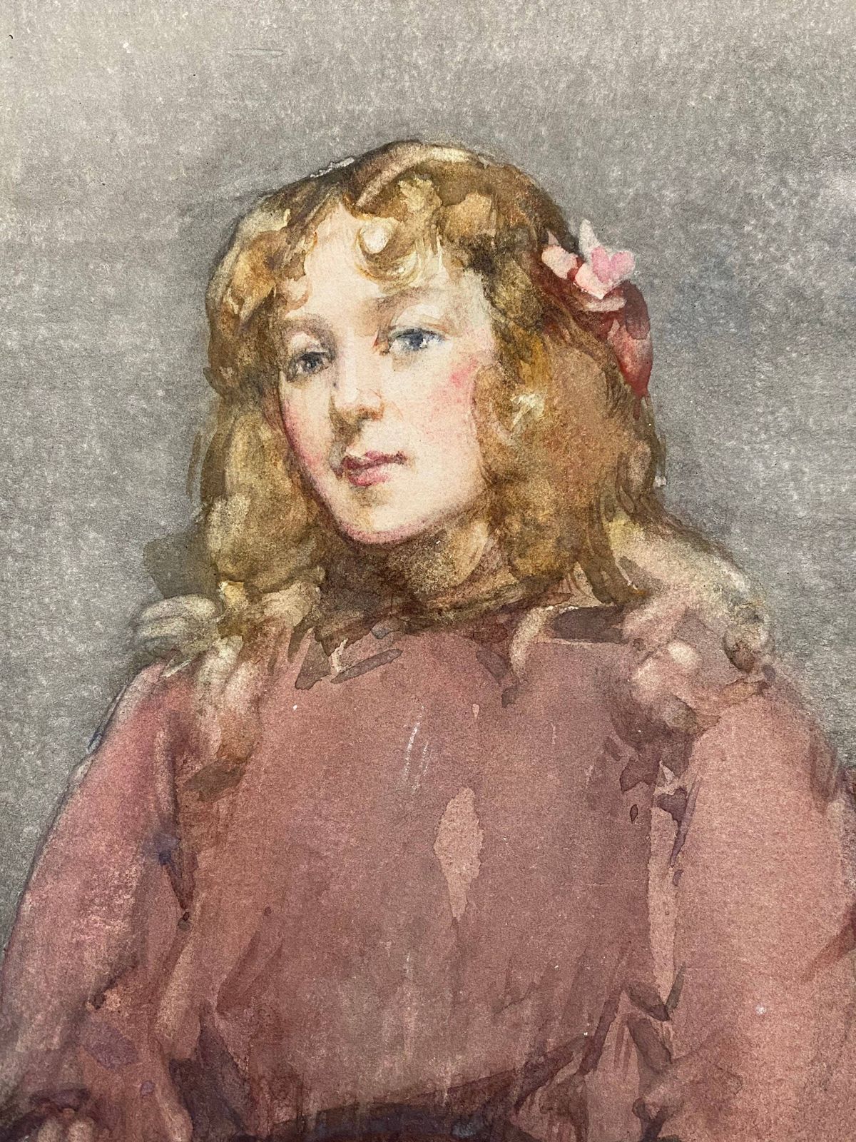 Robert Hope [1869 1936] Scottish Artist Rsa, Watercolour On Card Of Young Girl.