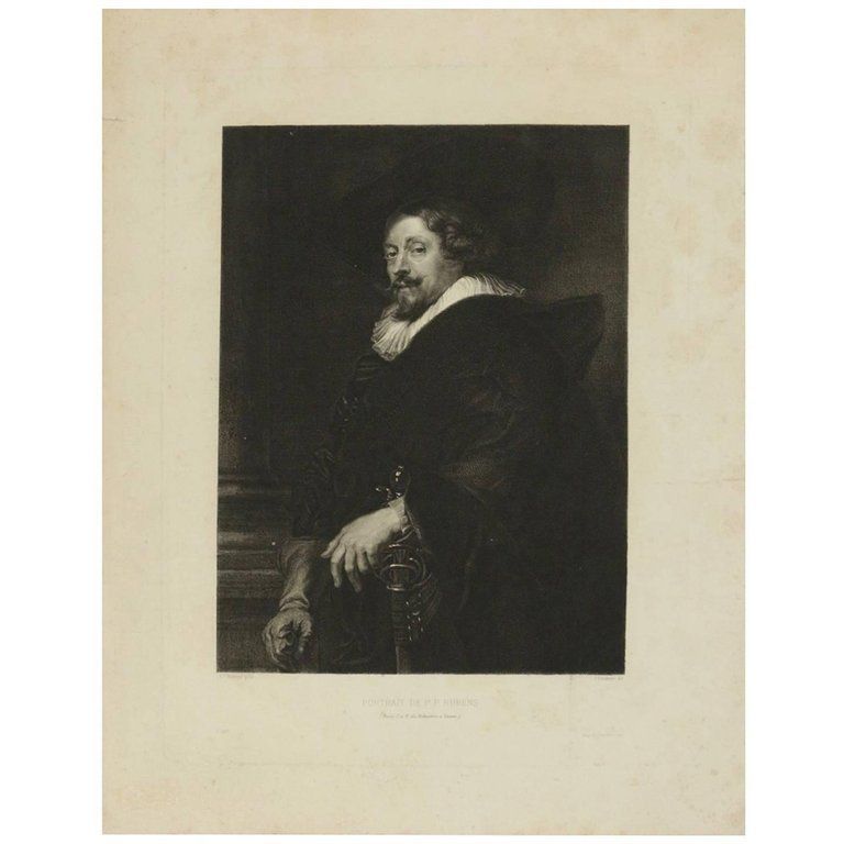 Steel Engraving Of The Portrait Of Peter Paul Rubens