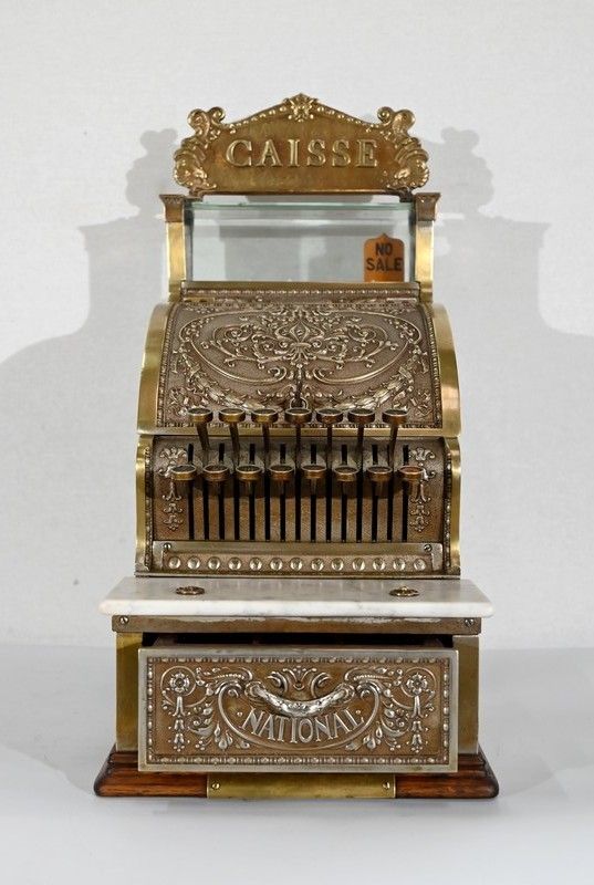 Small Cash Register Model In Chiseled Bronze, "National Cash Register Co.", Model 312   Early 20th Century photo Home Decor