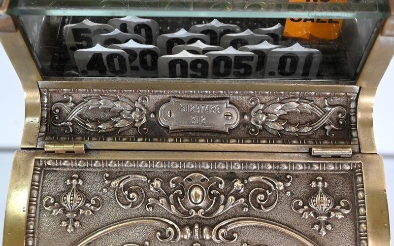 Small Cash Register Model In Chiseled Bronze, "National Cash Register Co.", Model 312   Early 20th Century photo vintage