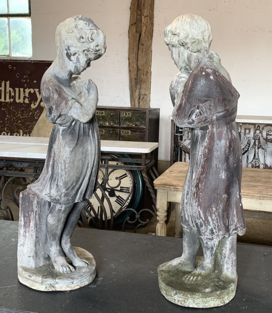 Pair Of 19th Century Lead Statues photo furniture