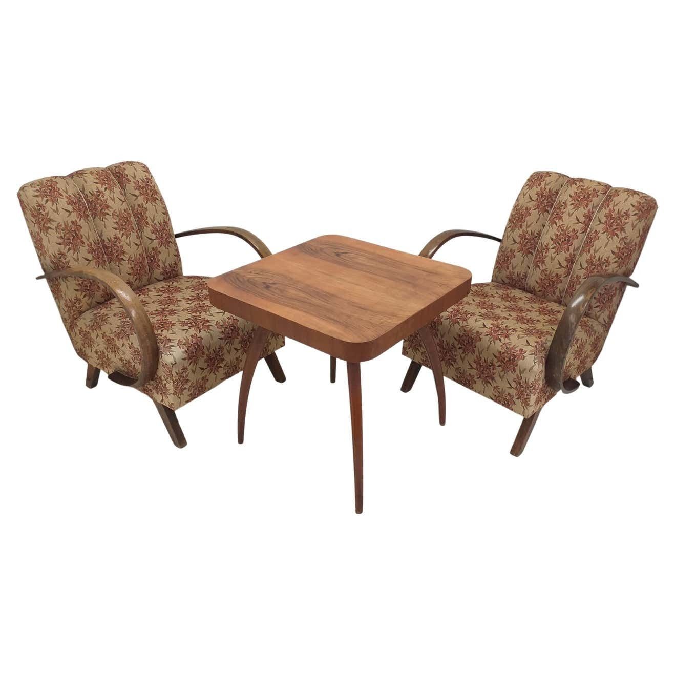 Set Of 2 Armchairs Halabala And Coffee Table For Up Závody Czechoslovakia