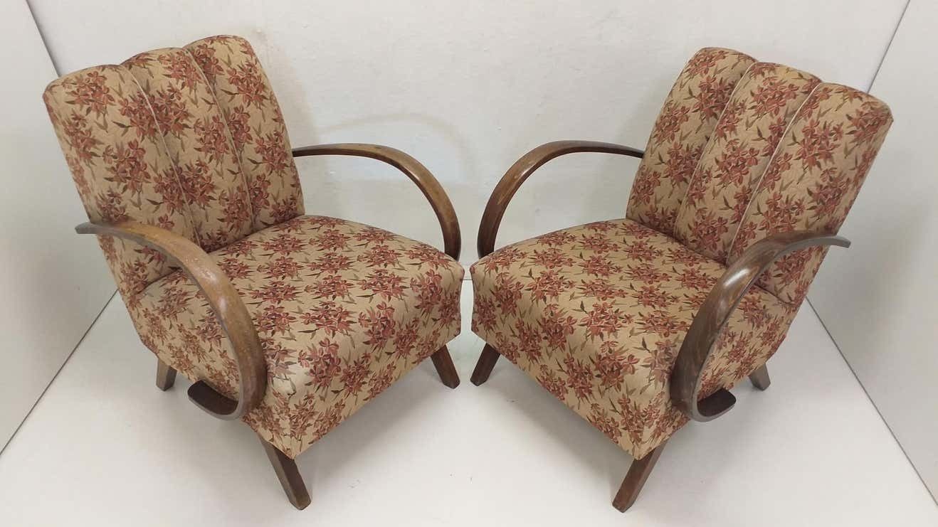 Set Of 2 Armchairs Halabala And Coffee Table For Up Závody Czechoslovakia photo vintage