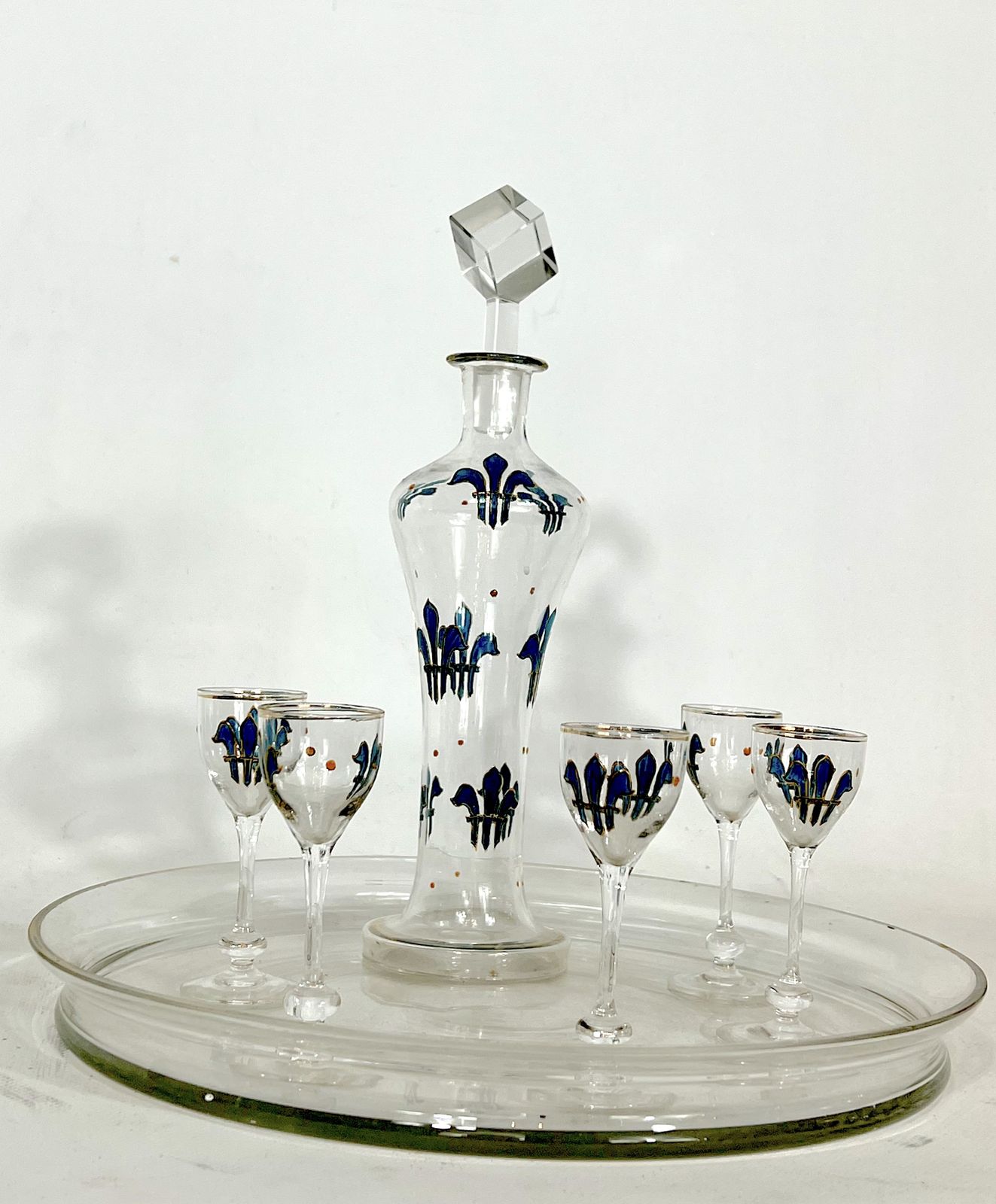 photo furniture Italian Art Nouveau Glass Liquor Set From 1920s