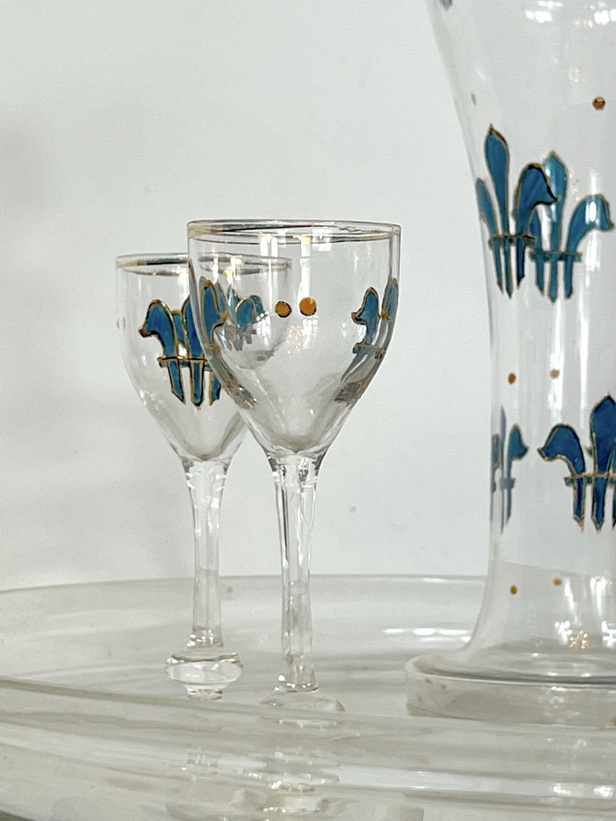 Home Decor Italian Art Nouveau Glass Liquor Set From 1920s photo