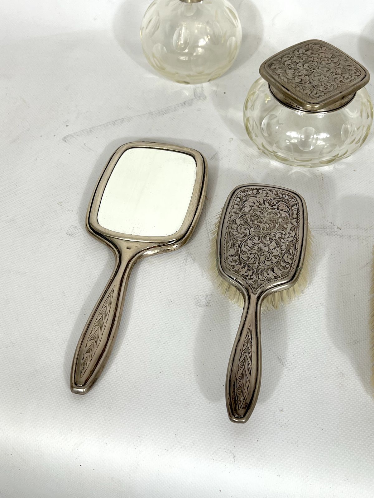 Mid Century Italian Toilet Set In Silver Plated And Blown Murano Glass From 40s photo Home Decor