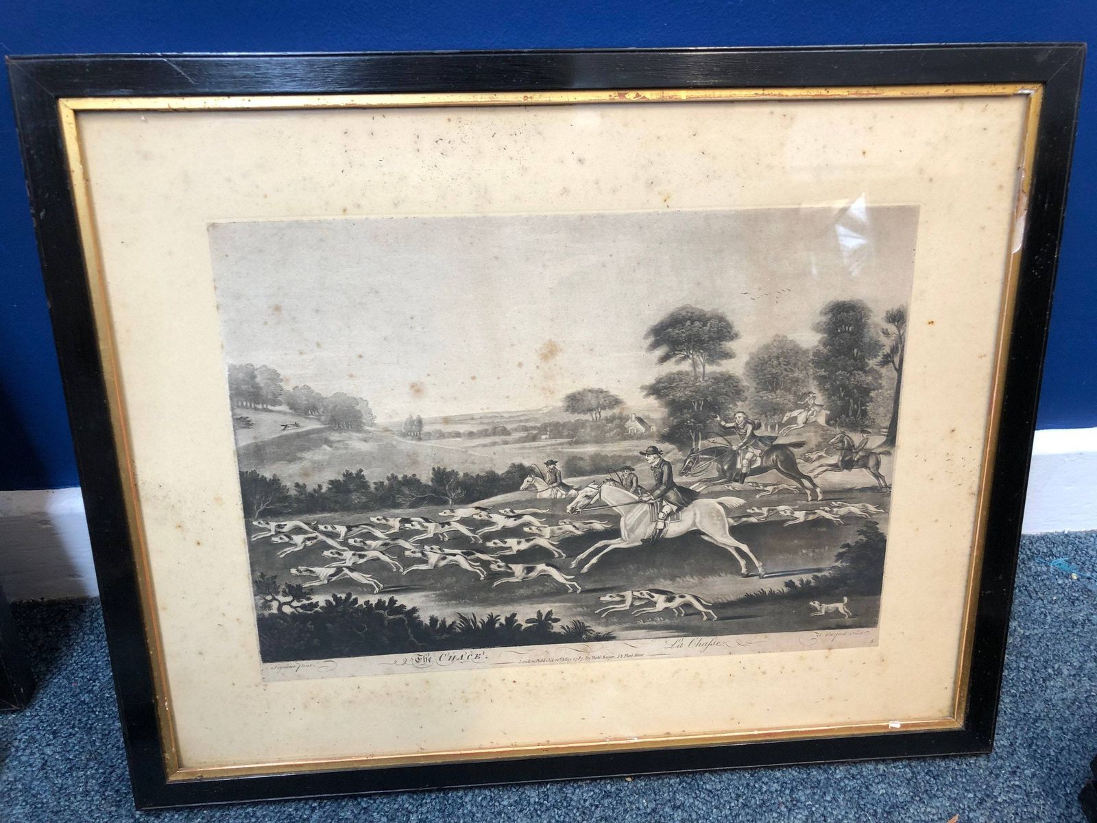 Antique Georgian Mezzotint Set Of 6 Hunting Prints Seymour Burford 1787 Rob Sayer In Black And Gold Frames Stunning photo vinterior
