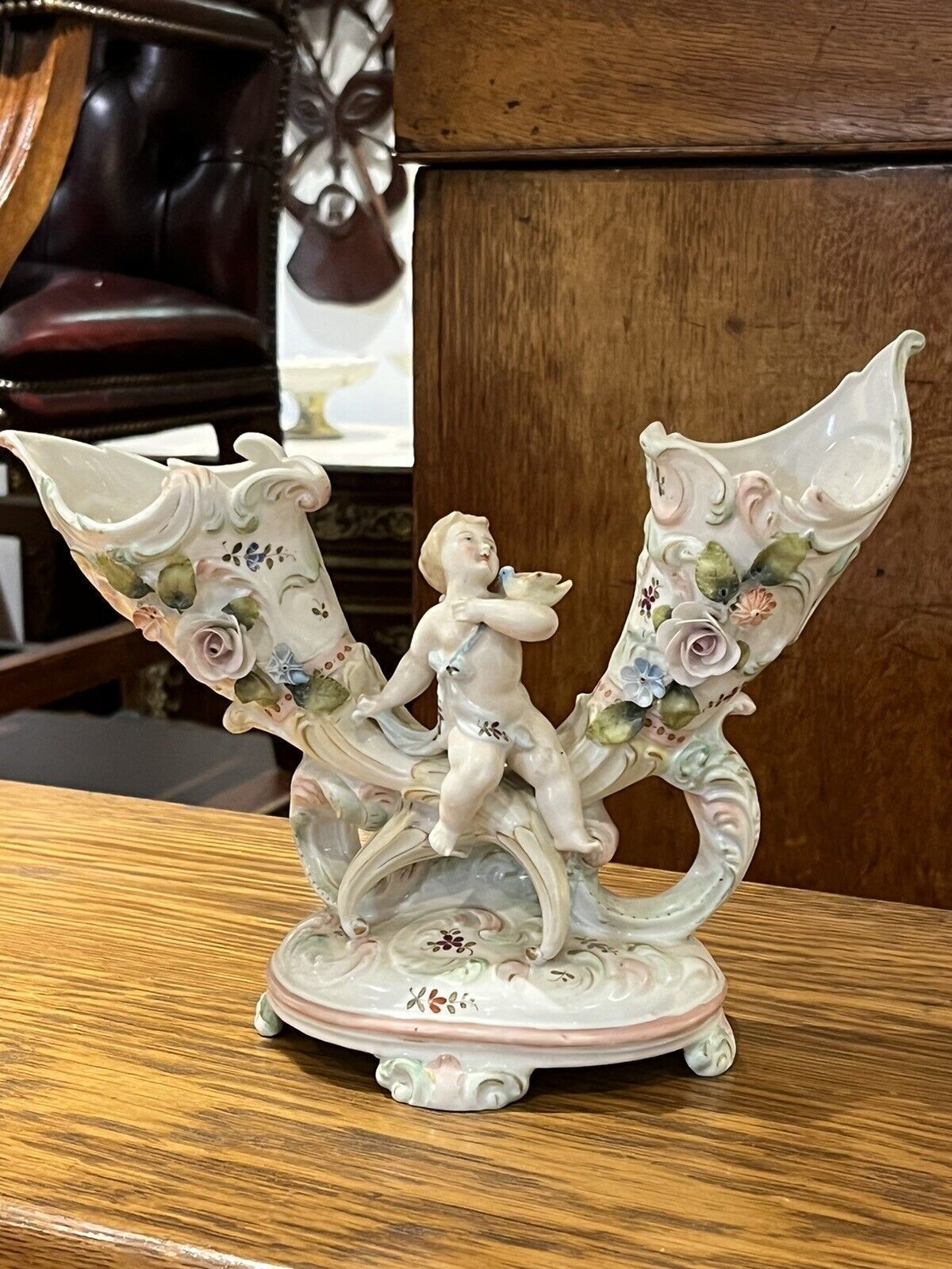 Pair Of Continental Porcelain Posy Holders photo 165.0