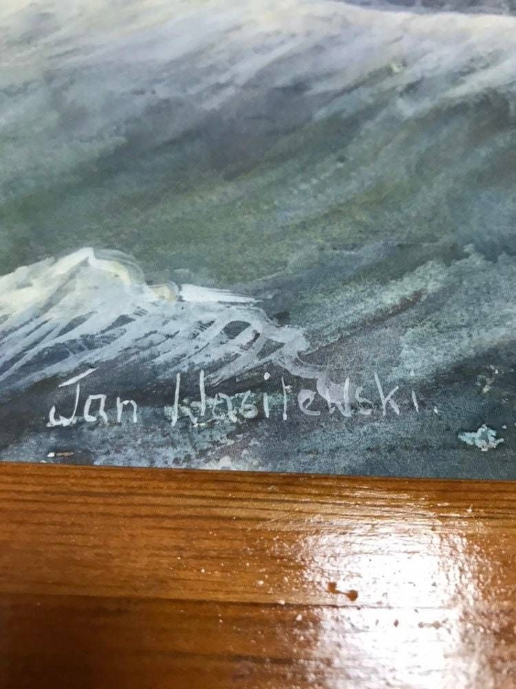 Jan Wasilewski   Polish Artist Watercolour Painting Absolutely Fine Example   Sailing Clipper Ship Stormy Seas   Huge Large Pine Frame photo buy