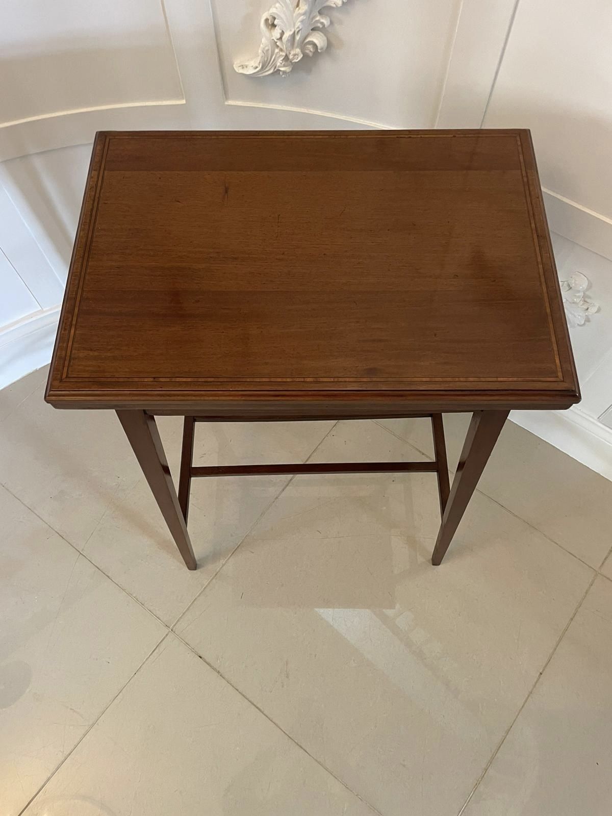 Antique Quality Mahogany Inlaid Fold Over Card Table photo buy