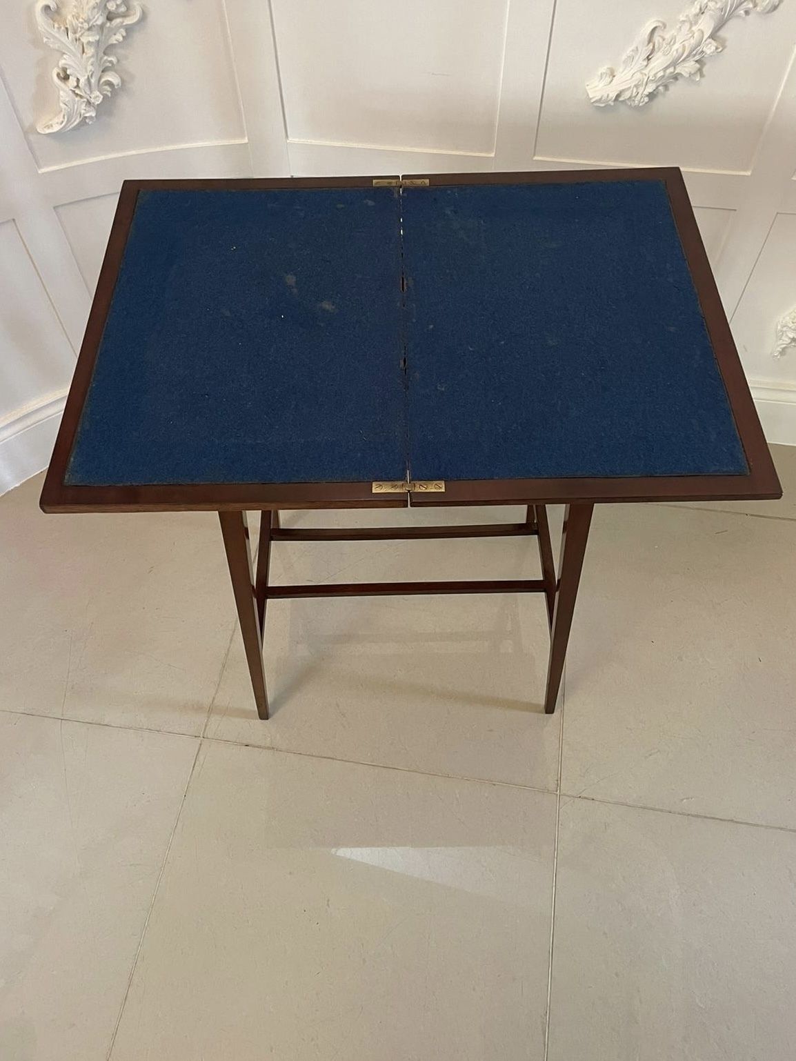 1085.0 Antique Quality Mahogany Inlaid Fold Over Card Table photo