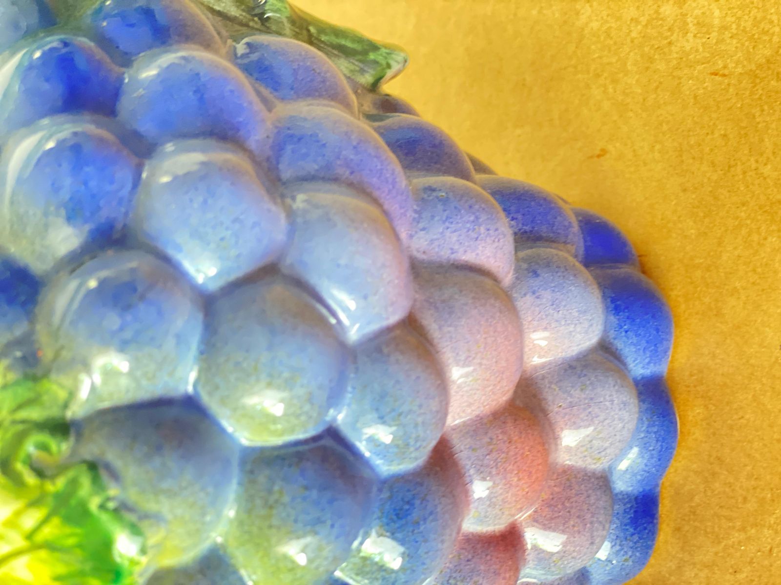 French Majolica Barbotine Grapes Pitchers, Purple And Green Color, 20 Century photo furniture