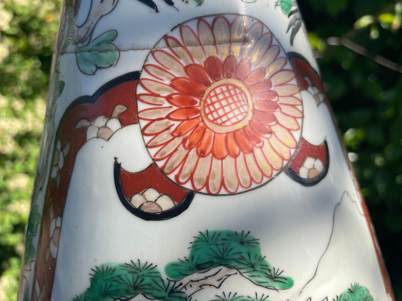 Japanese Imari Porcelain Trumpet Neck Floor Vase, 1930, Samourai photo Home Decor