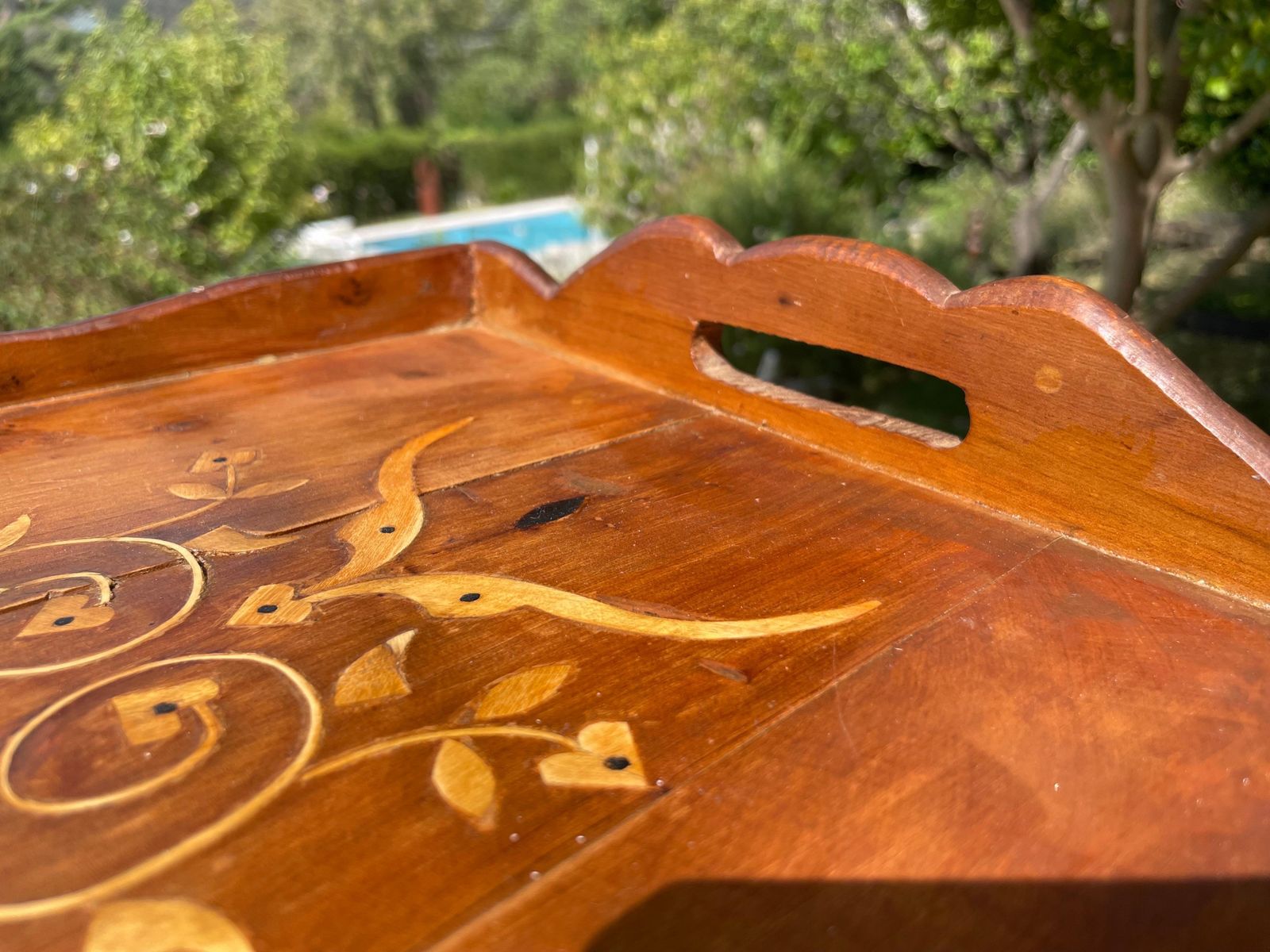 Platter In Wood Marquetry, Brown, Made In France At The Beginning Of The 20th photo Home Decor