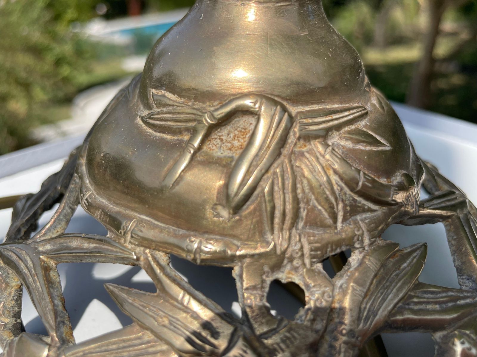 Asian Lamp In Brass And Gold Coloured, Faux Bamboo, France, Circa 1940 photo buy