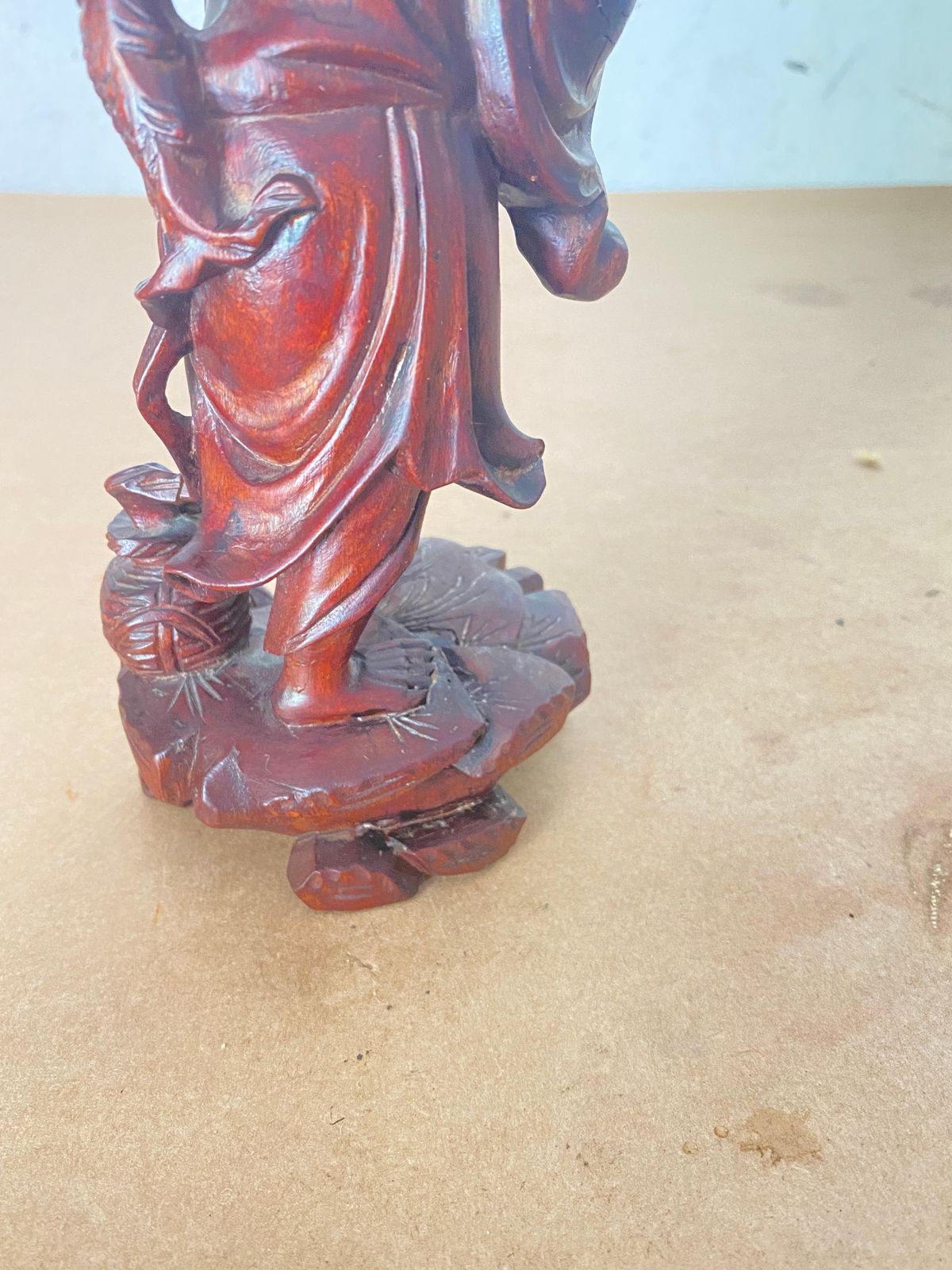 Fine Chinese Carved Wood Statue Of A Fisherman, , Circa 1900, Republic Period photo 476.0