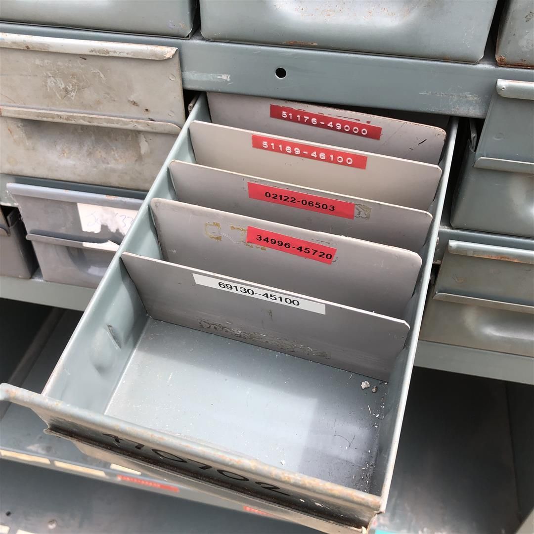 Industrial Metal Pigeon Holes With Multi Drawer Section 1970's photo furniture