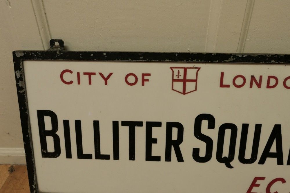 City Of London Glass Edwardian Street Sign, Bilter Square E.C.3 photo for sale