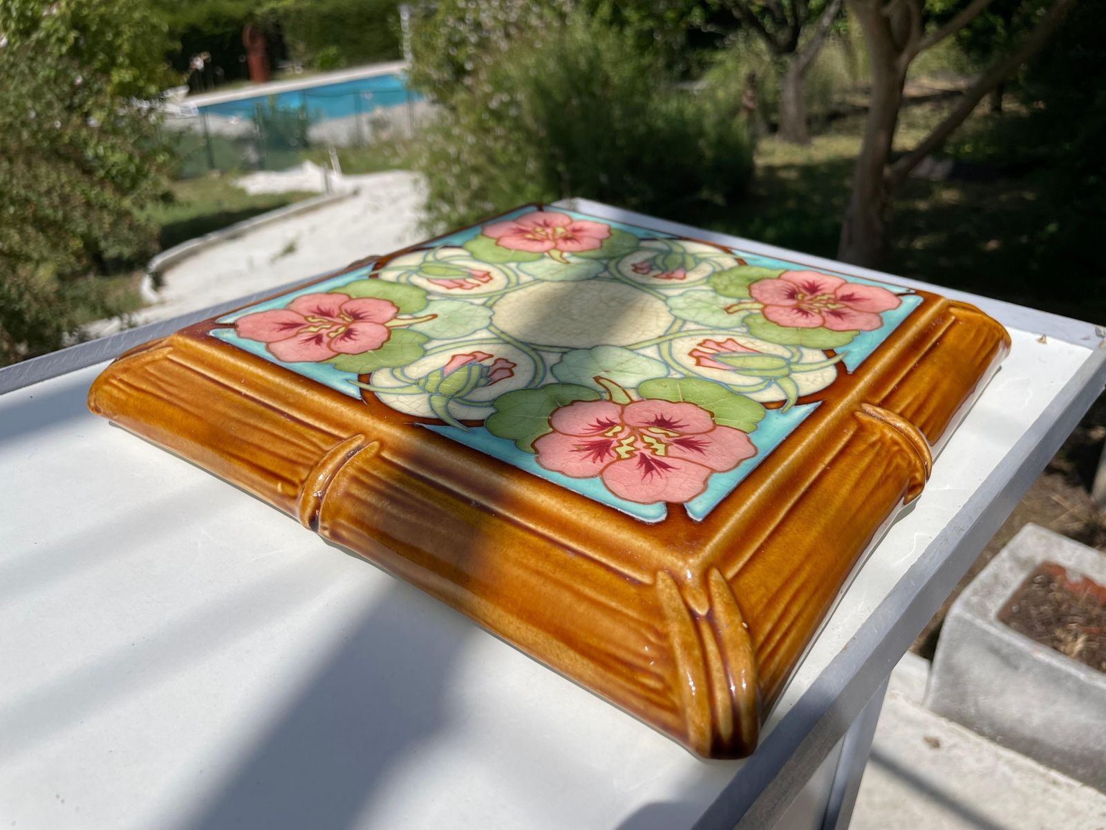 Ceramic Center Table Or Trivet By Hippolyte Boulanger, Art Nouveau Circa 1920 photo Home Fixtures