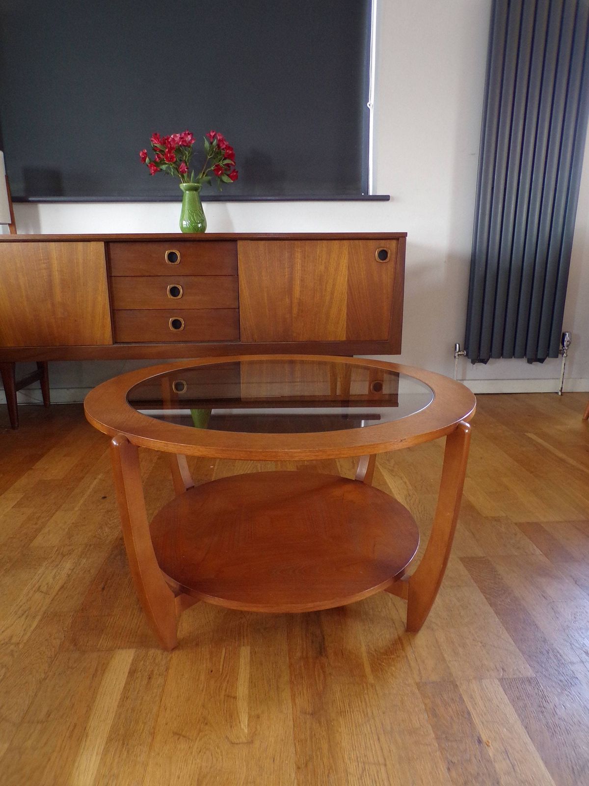 Mid Century Vintage Glass Teak Coffee Table photo 320.0